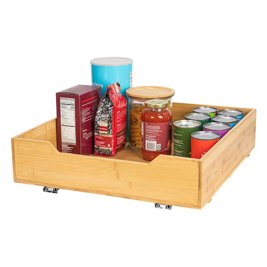 Household Essentials Glidez Bamboo & Steel Slide-Out Storage Organizer in Natural | 21" x 20" x 5.5" | Michaels®
